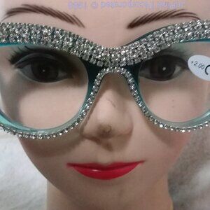 Sunglasses CatEye Glitter Baddie Blue